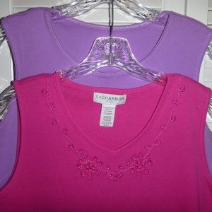 2 Solid Tanks hot pink & lavender size PL